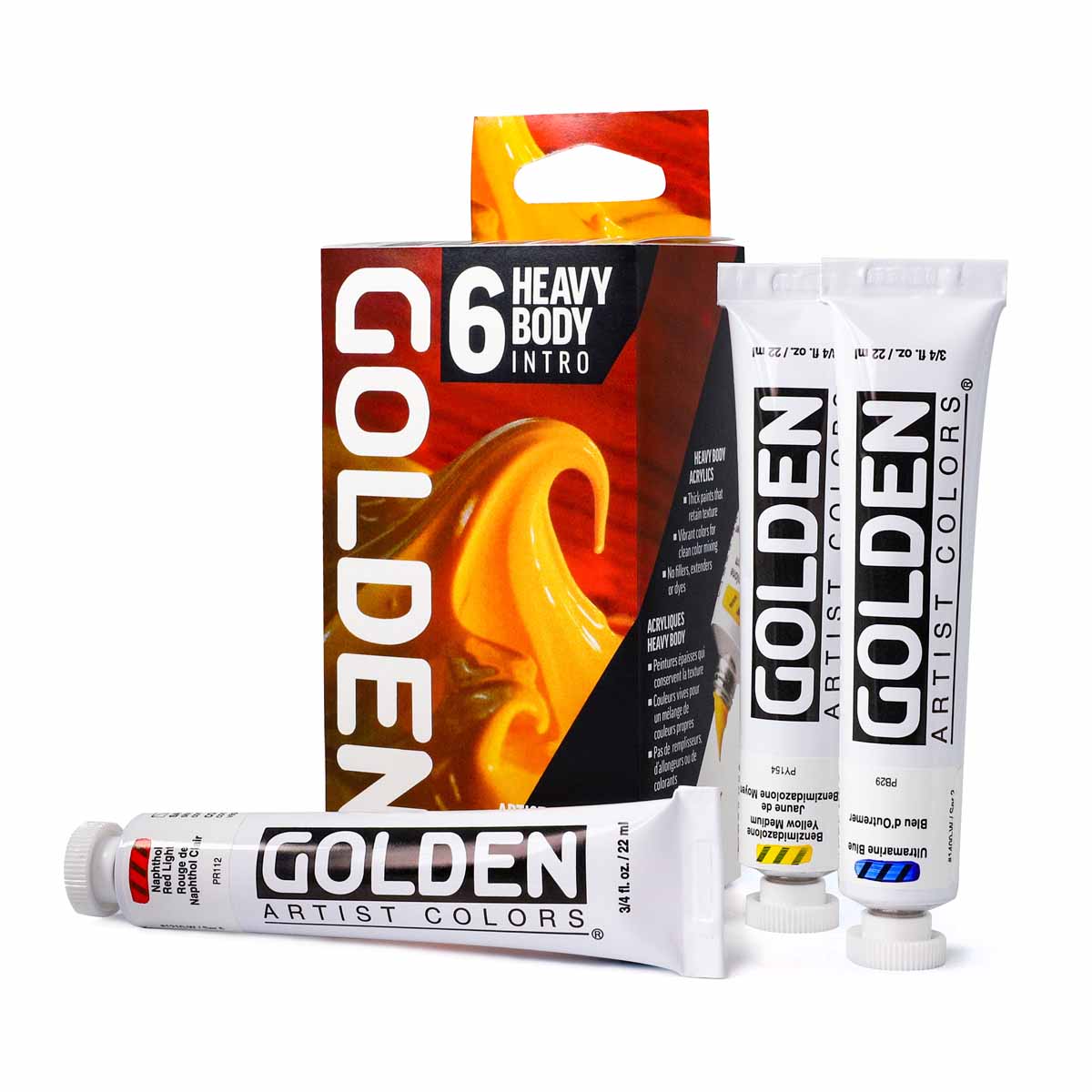 Golden Heavy Body Acrylic Introductory Set of 6, 22ml Tubes