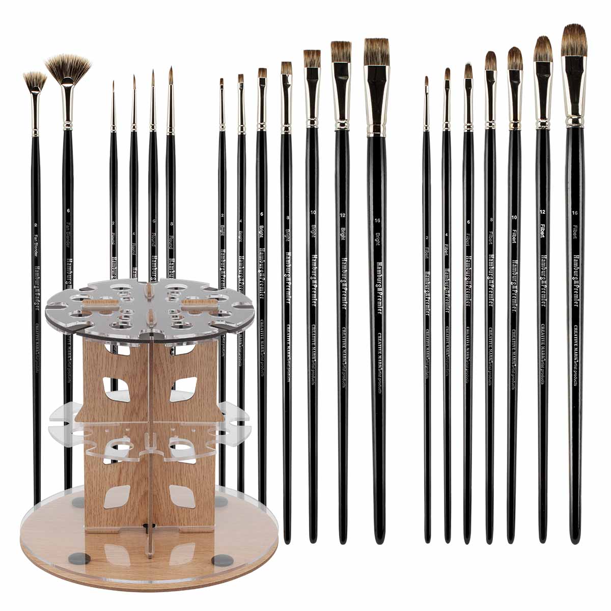Hamburg Premier Studio Set of 20 Brushes + the Mezzo Brush Rack Pro Set