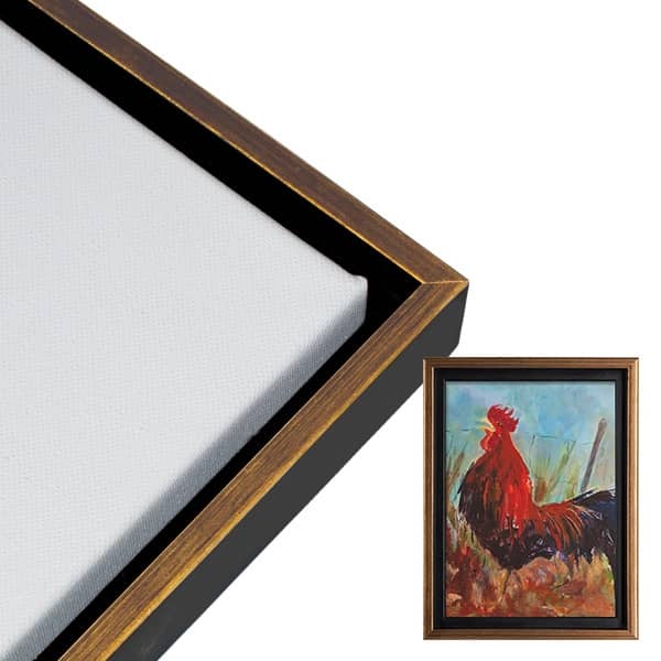Cardinali Floater Frame - Black/Antique Gold 6x6, Open Back , 3/4 Deep