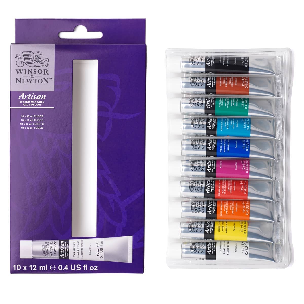Winsor & Newton Artisan Water Mixable Oil Color Introduction Set of 10, 12ml Tubes