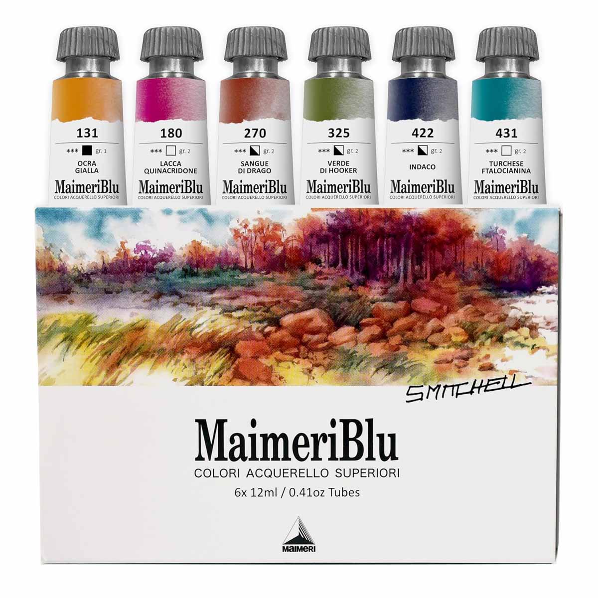 Maimeri-Blu Watercolor Steve Mitchell Set of 6 Colors, 12ml