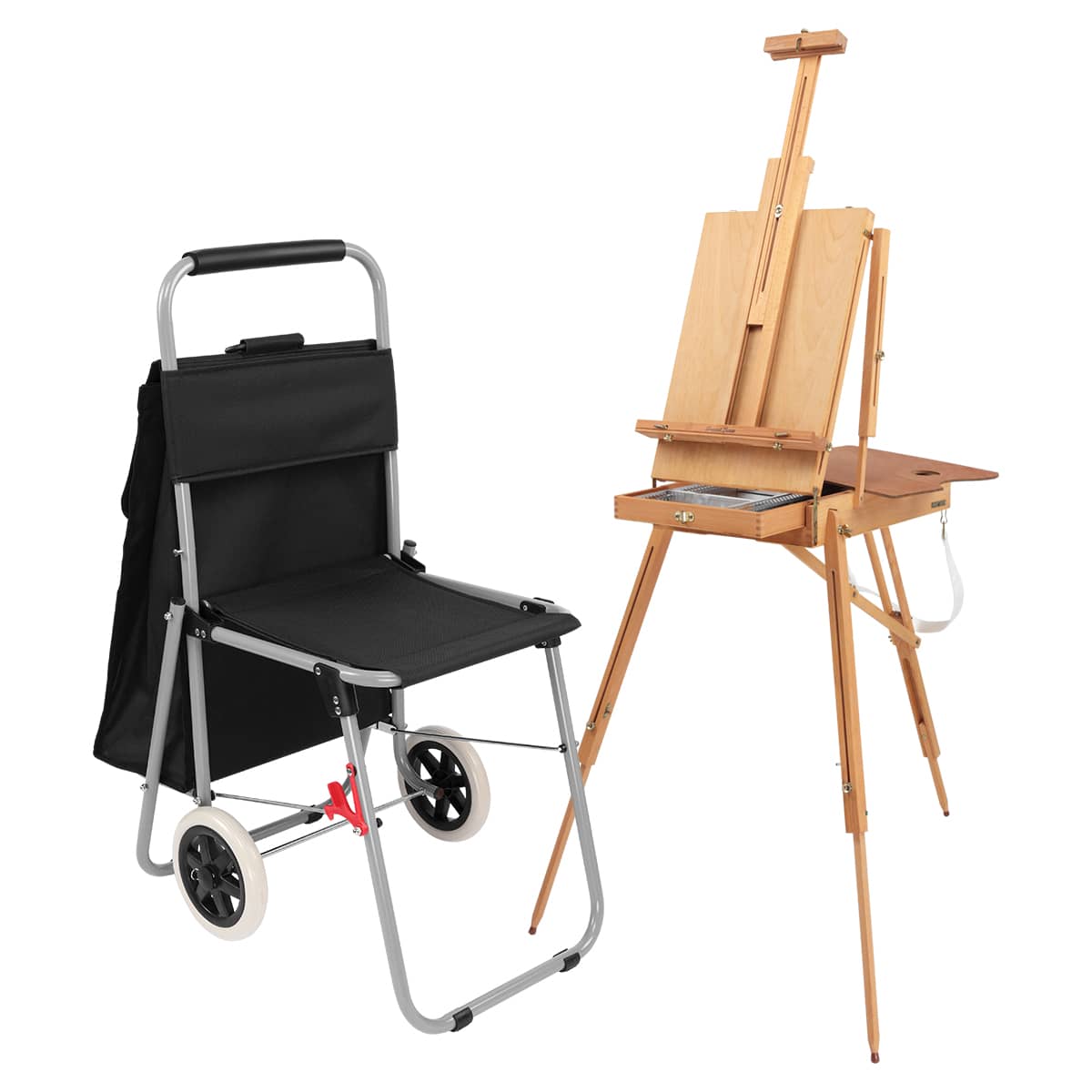 Artcomber Portable Chair Black & Grand Luxe Full French Easel Deluxe Combo Set