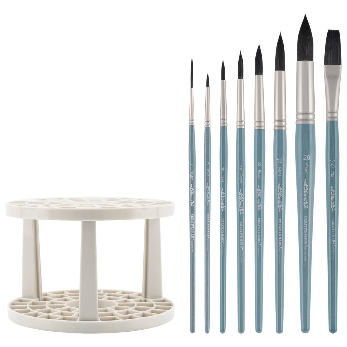 Mimik Synthetic Squirrel Value Set Of 8 Watercolor Brushes & Brush Crate