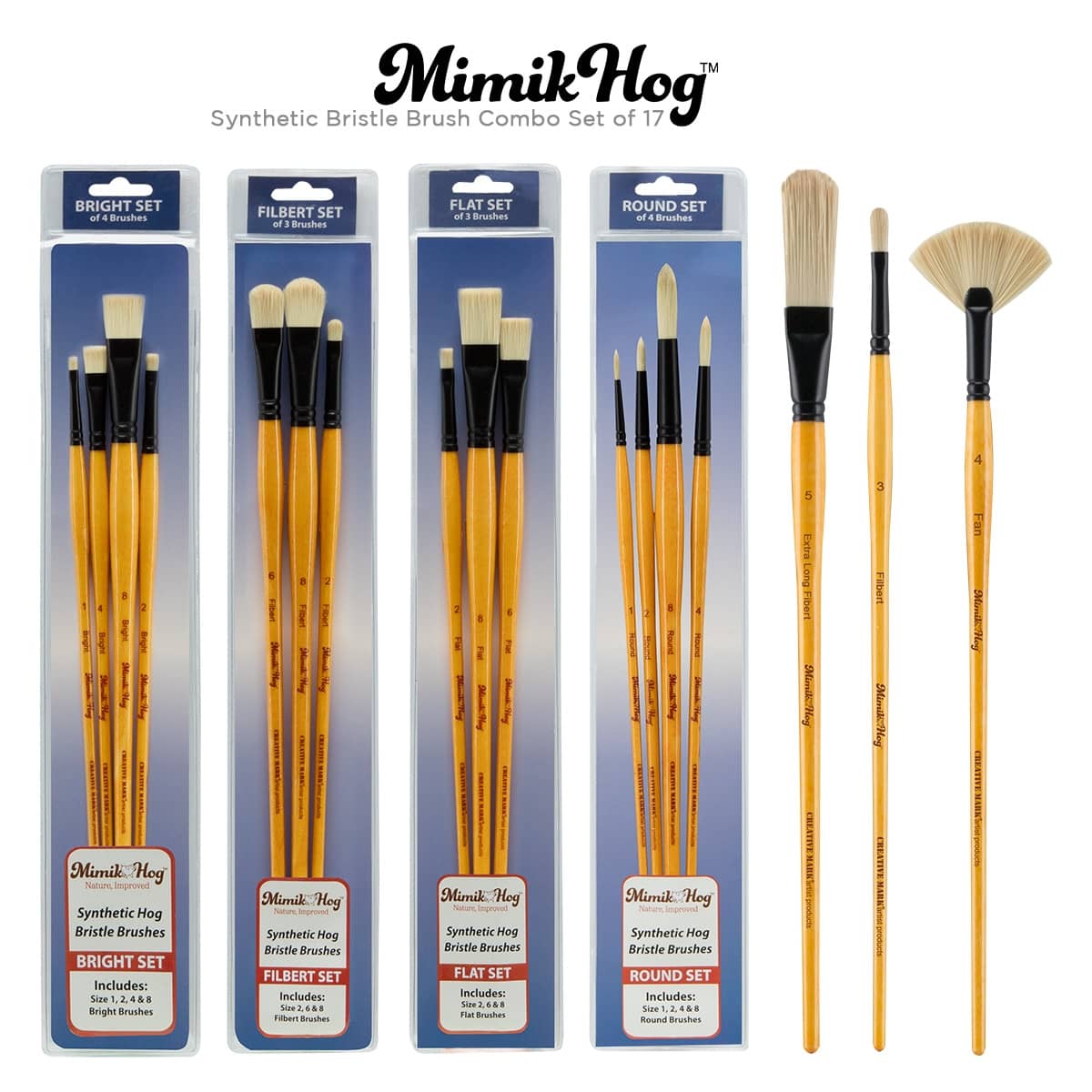 Mimik Hog Professional Synthetic Hog Bristle Brush Sets