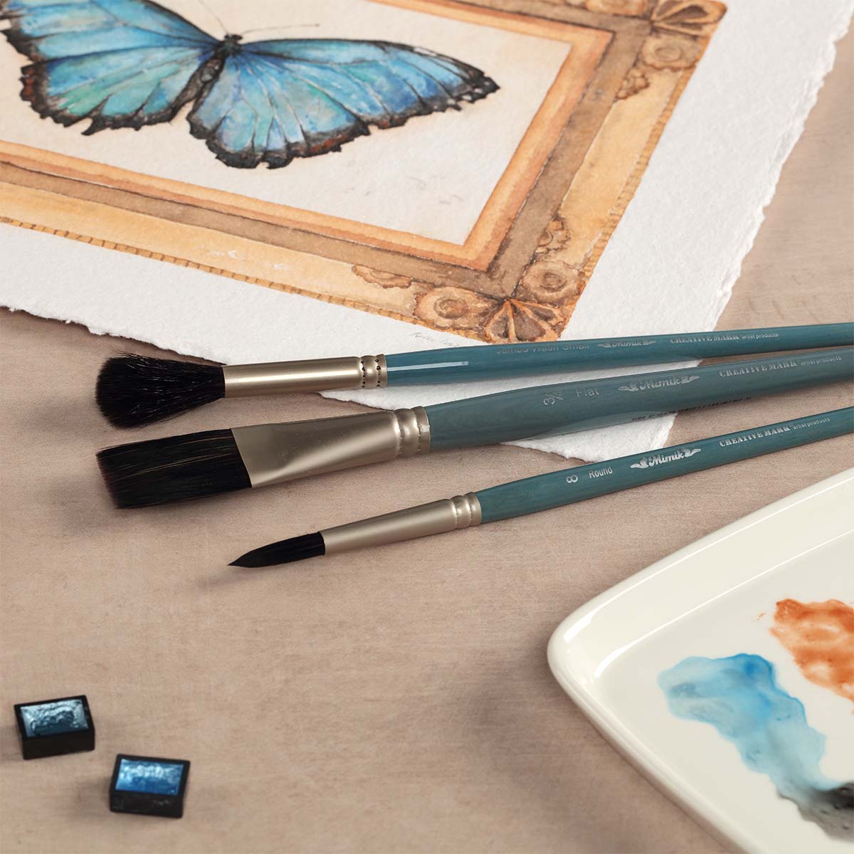 Mimik High Performance Synthetic Squirrel Hair Watercolor Brushes