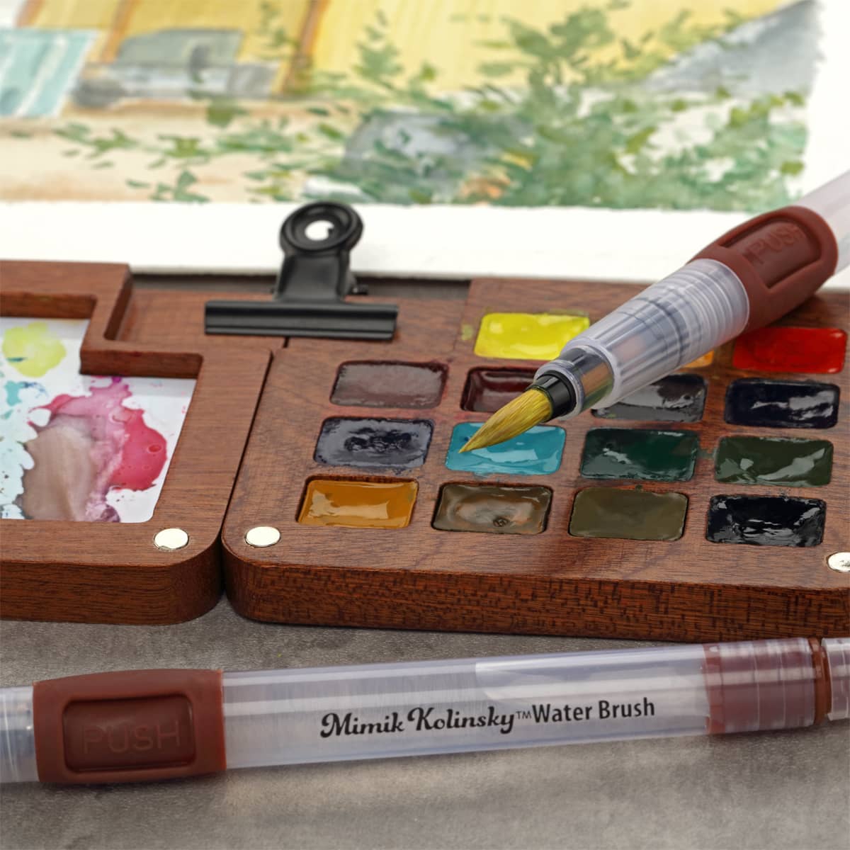 Mimik Kolinsky Synthetic Water Brushes detail