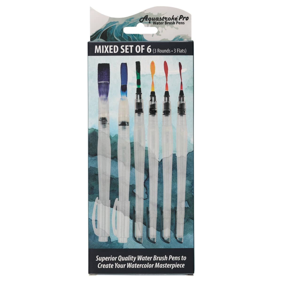 Aquastroke Pro Water Brush Pens Mixed Set of 6