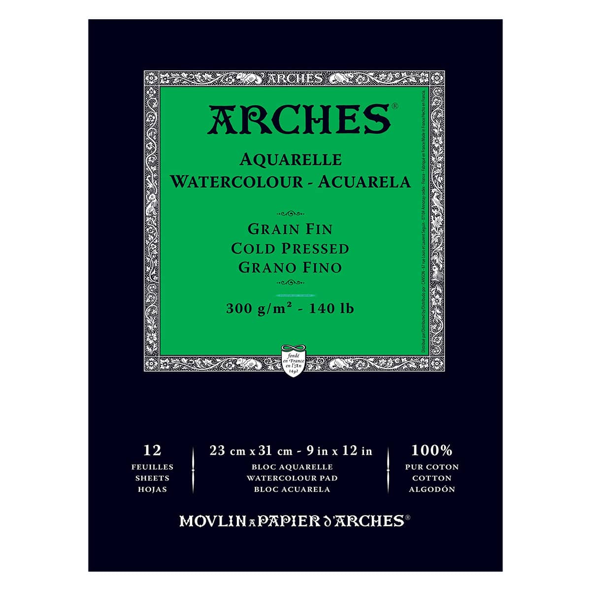 Arches Watercolor Block 9x12-inch Natural White 100% Cotton Watercolor  Paper - 10 Sheets of Arches 300 lb Watercolor Paper Cold Press - Watercolor  Paper Block f…