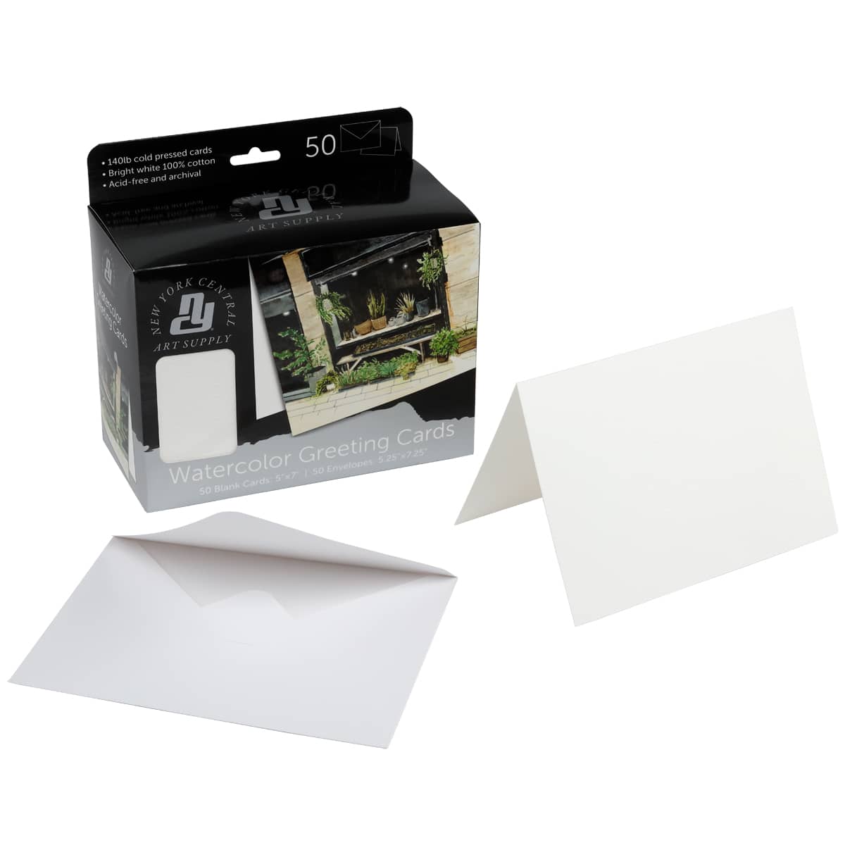 New York Central Watercolor Greeting Cards (50 Pack w/ Envelopes)