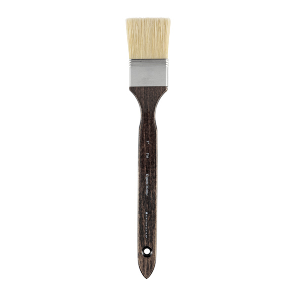 4 inch European Professional Stain Block Paint Brush - Natural Bristle Wooden Handle - for Acrylic, Chalk, Oil, Watercolor, Gouache, Stain, Varnish