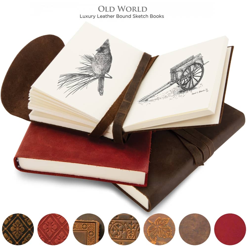 Old World Luxury Italian Leather Bound Soft Cover Sketch Books