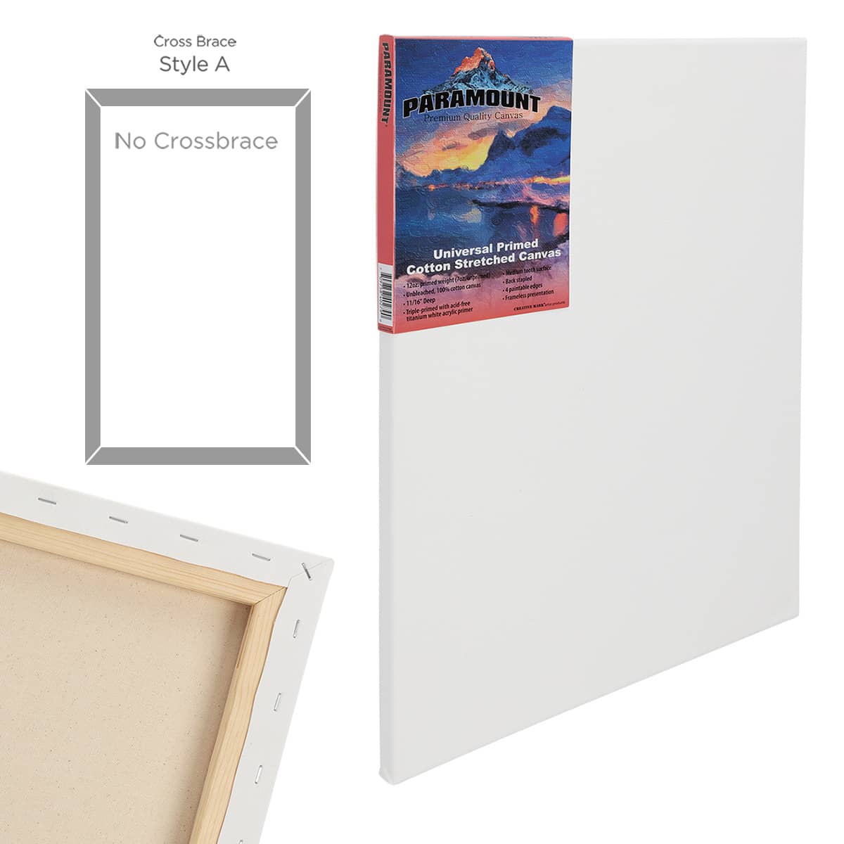 Paramount 11/16" Professional Cotton Stretched Canvas - 9x12"