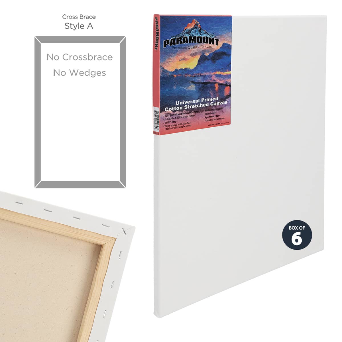  Academy Art Supply Stretched Canvases 20 x 30 inch - 100%  Cotton Artist Blank Canvas for Painting, Pre-gessoed, Primed, Acid-Free  Canvases, Perfect for Acrylic and Oil Painting, Pack of 6