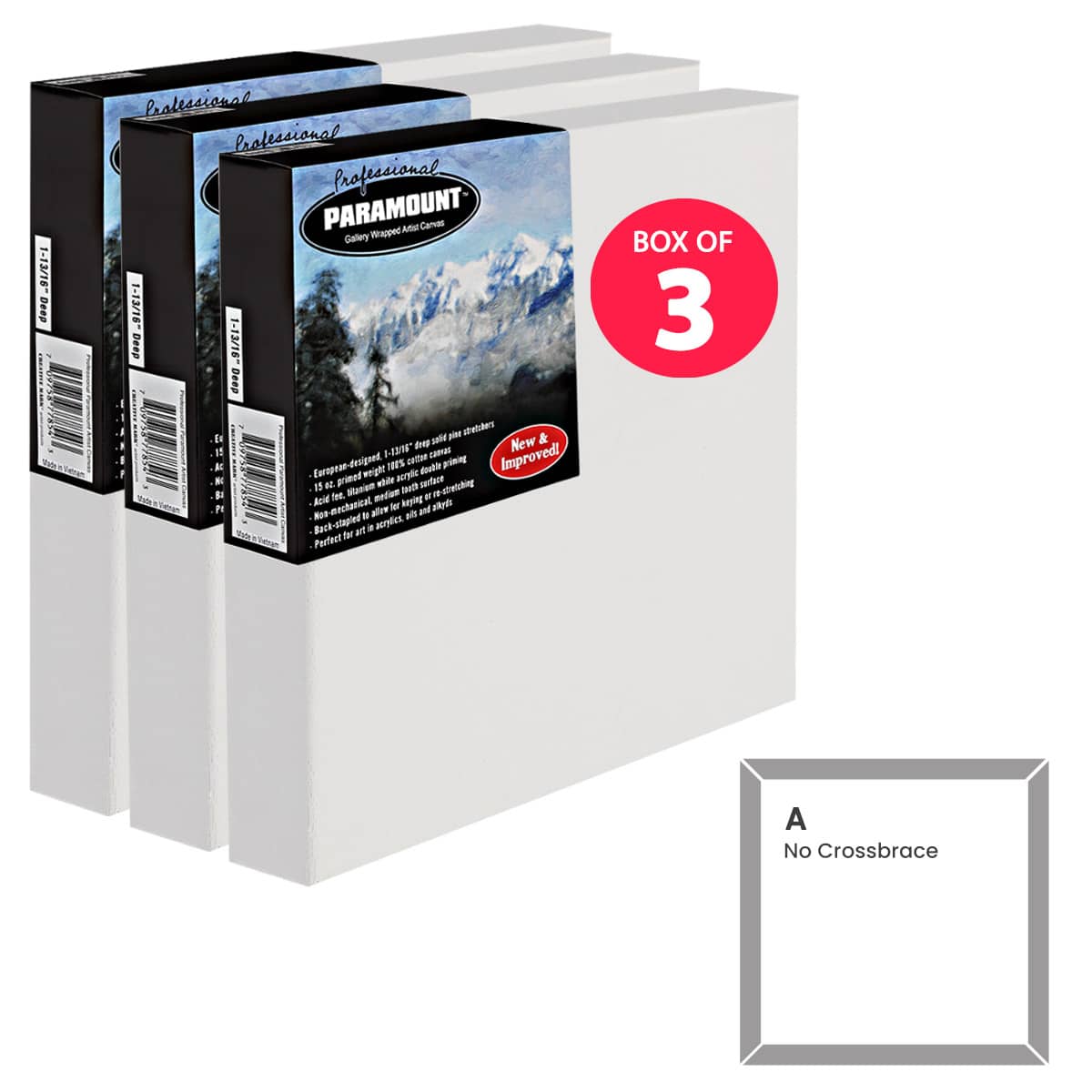 Paramount Professional Gallery Wrap Canvas 5x5in Boxes of 3 