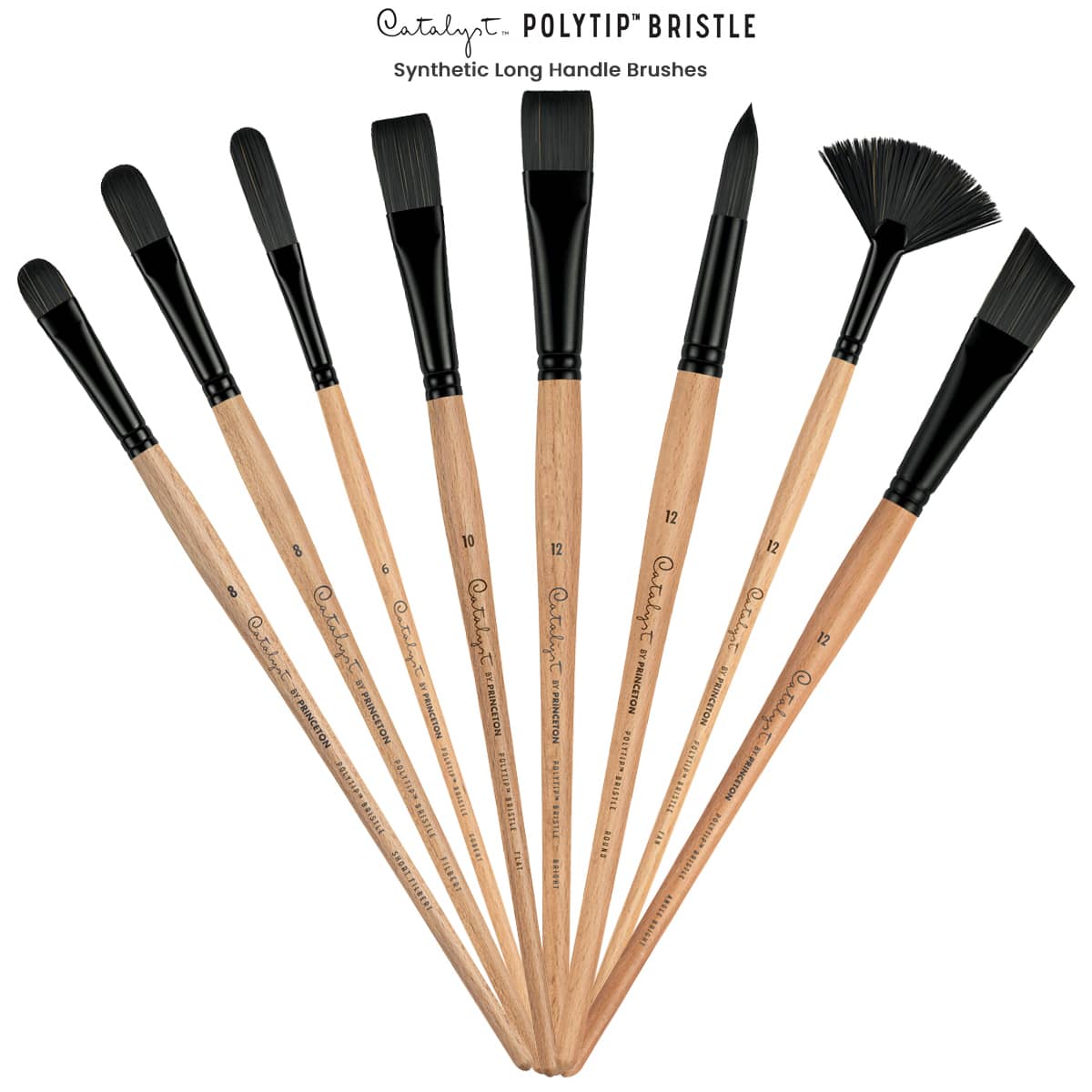 Princeton Catalyst Polytip Bristle Synthetic Long Handle Brushes