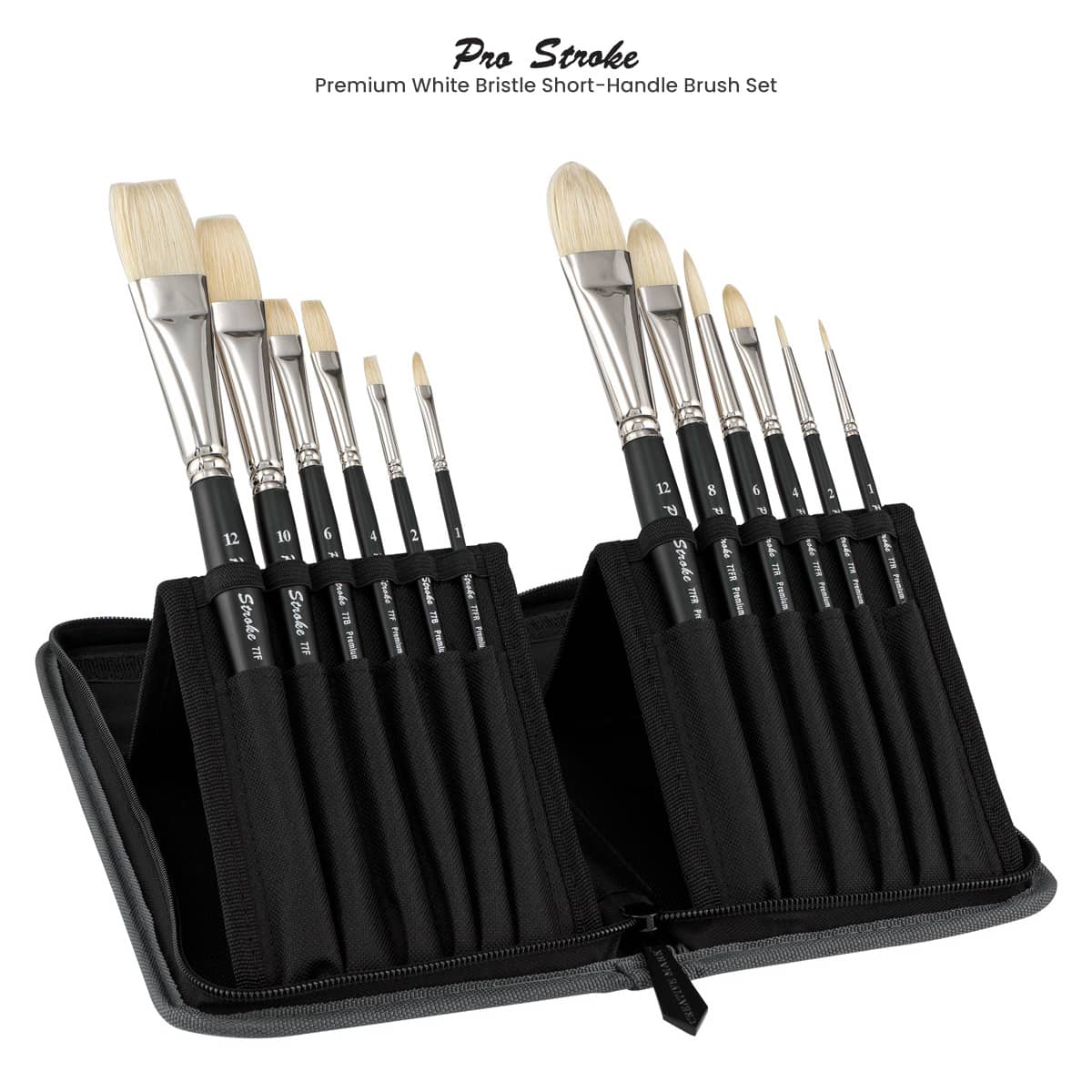 Pro Stroke Premium White Bristle Short-Handle Brush Set