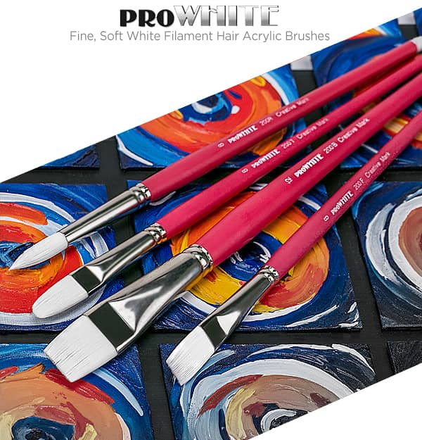 Pro White Professional Acrylic Brush Set of 8