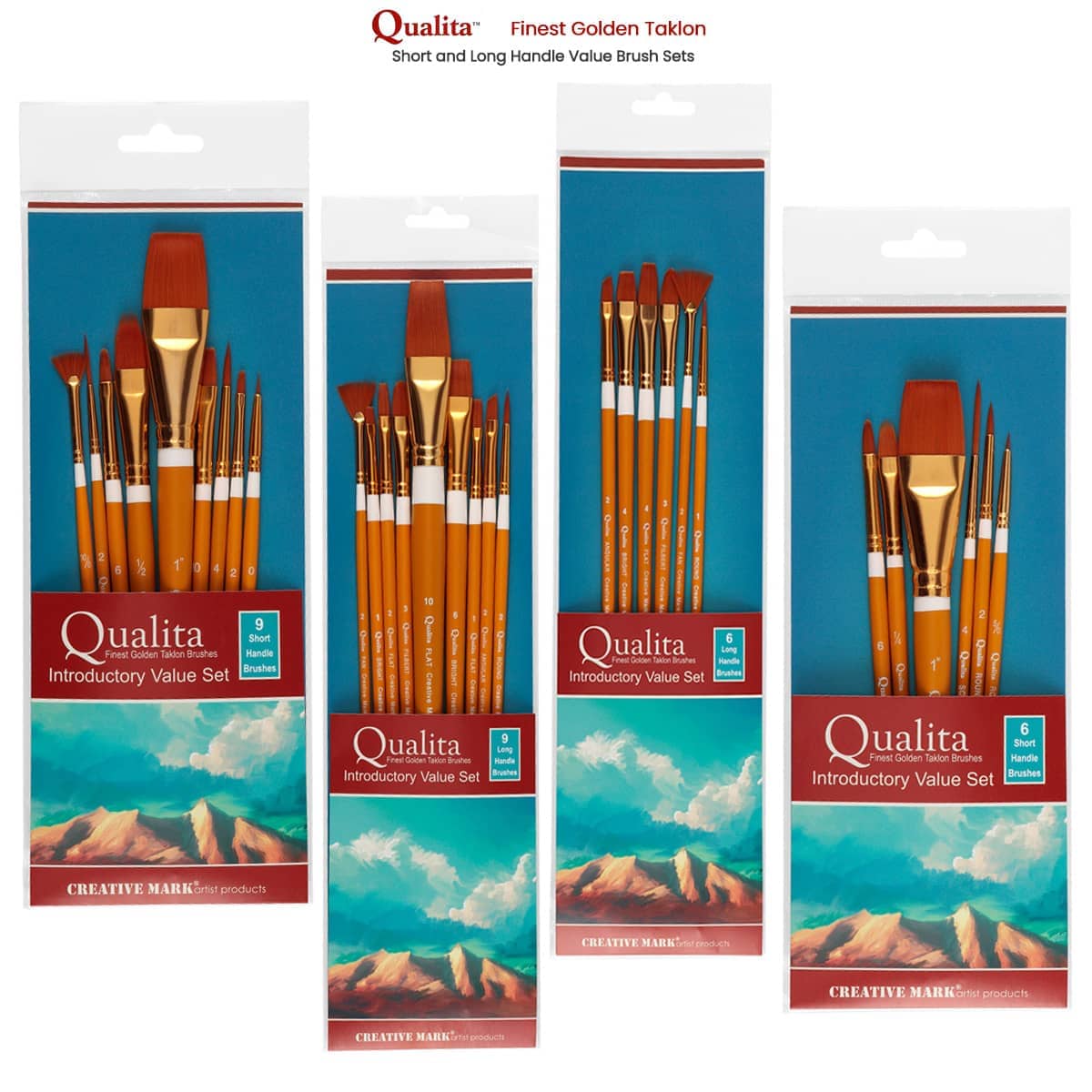 Creative Mark Qualita Golden Taklon Long Handle Brushes