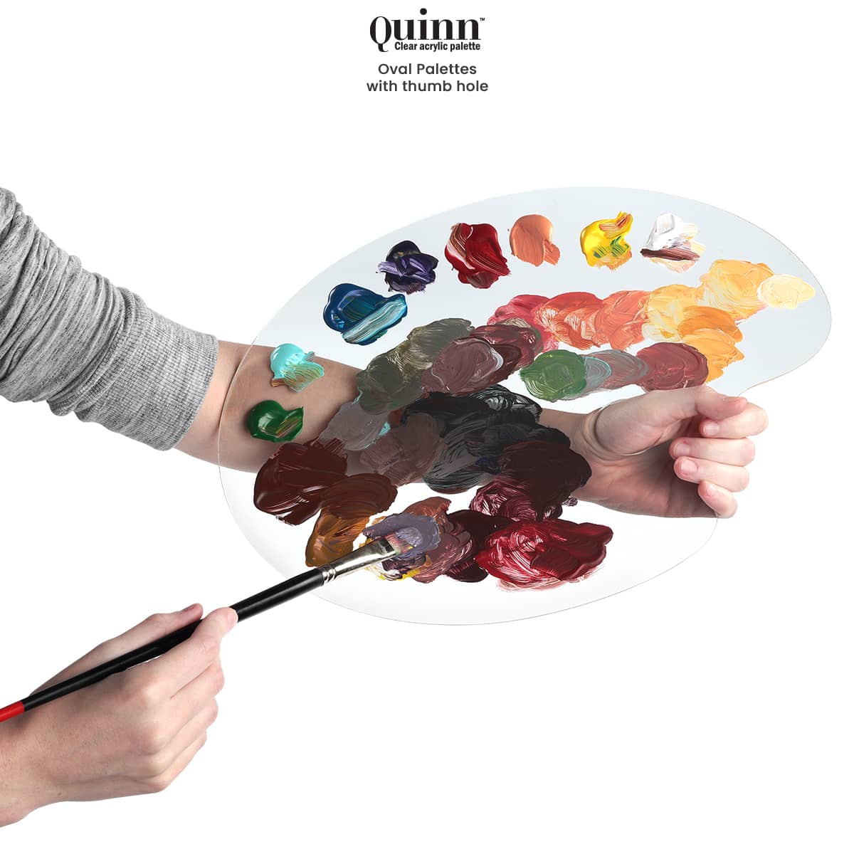 Quinn Clear Acrylic Oval Palettes with Thumb Hole