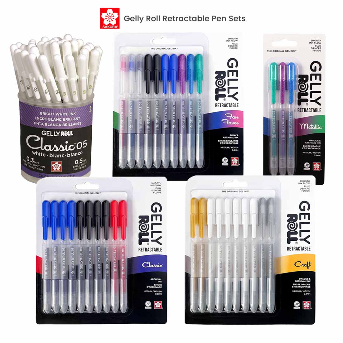 Packs of 3 Sakura white gelly roll pens – Tangledweb Creations