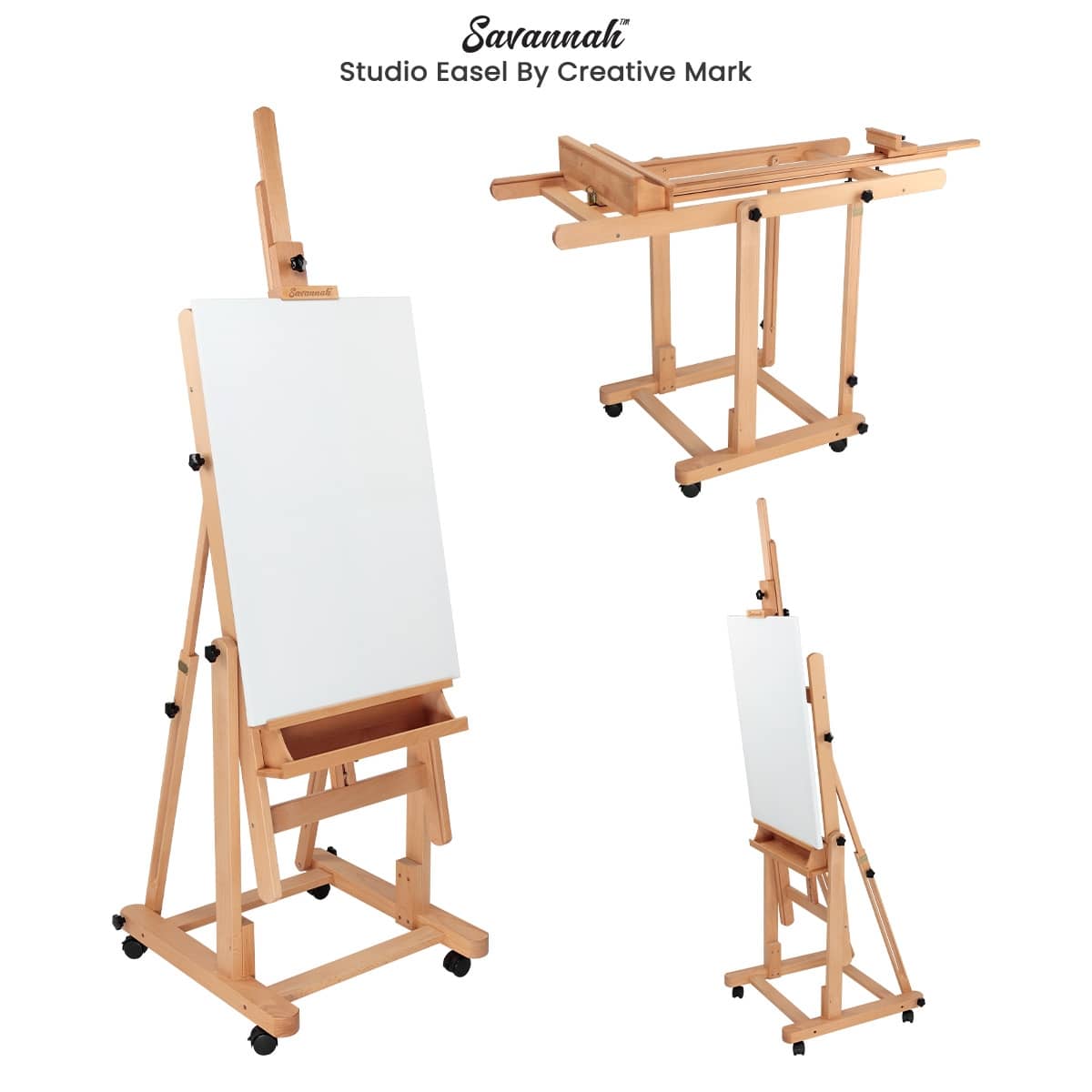 American Oak French Easel, Holds Canvas up to 34, Deluxe Wooden Plein Air  Easel