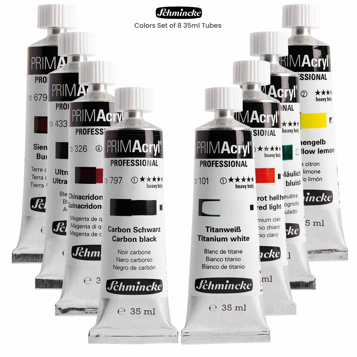 Schmincke PRIMAcryl Professional Heavy Body Acrylic Colors Set of 8, 35 ml