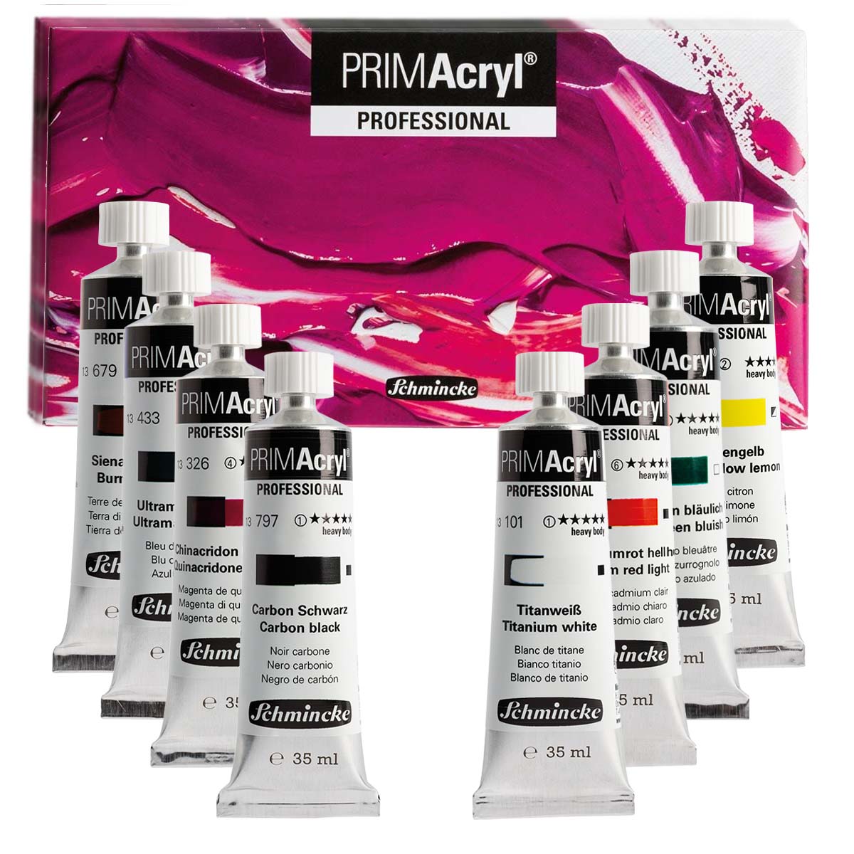 Schmincke PRIMAcryl Professional Heavy Body Acrylic Colors Set of 8, 35 ml