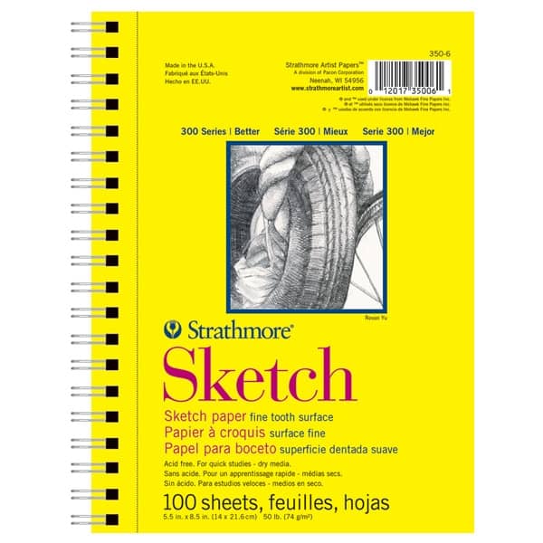 U.S. Art Supply 5.5 x 8.5 Top Spiral Bound Sketch Book Pad, Pack of 2,  100 Sheets Each, 60lb (100gsm) - Artist Sketching Drawing Pad, Acid-Free -  Graphite Colored Pencils, Charcoal 