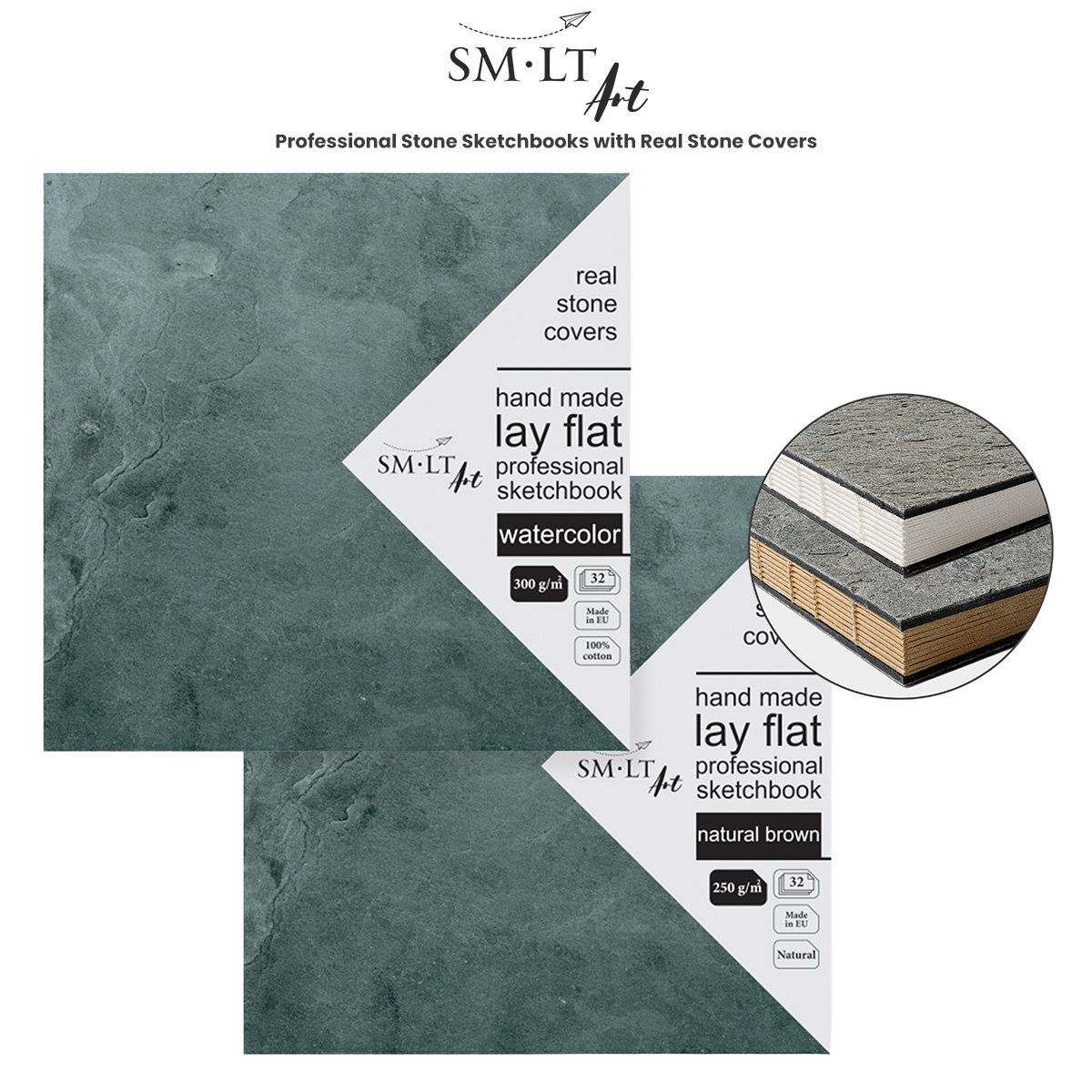 SMLT Professional Stone Sketchbooks with Real Stone Covers