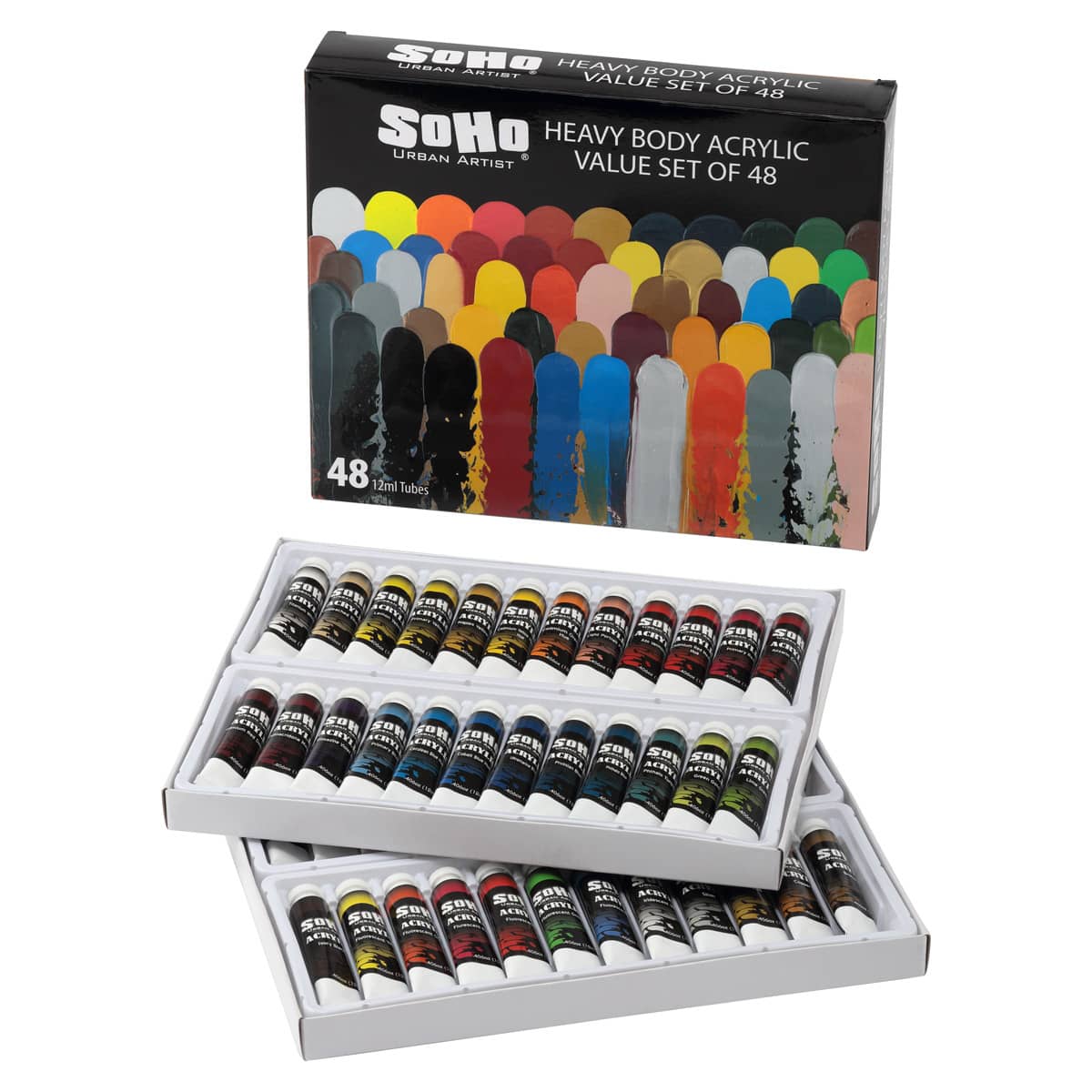 SoHo Urban Artists Heavy Body Acrylics Value Set of 48 - 12ml Tubes
