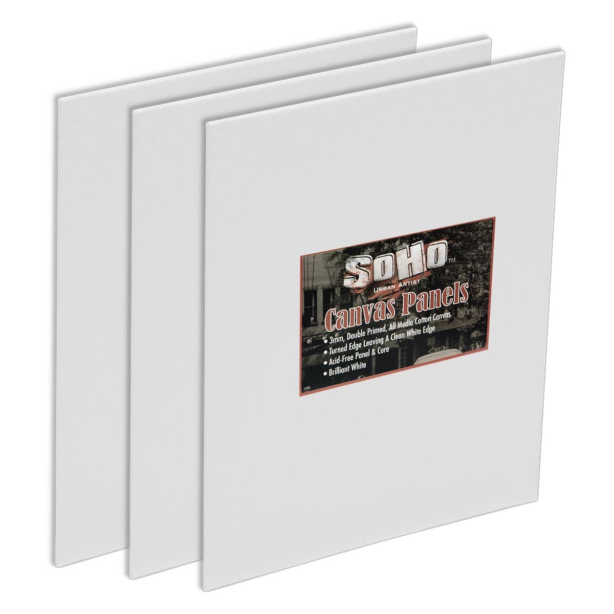 SoHo Urban Artist Cotton Canvas All Media Panel 11”x14” Pack of 3