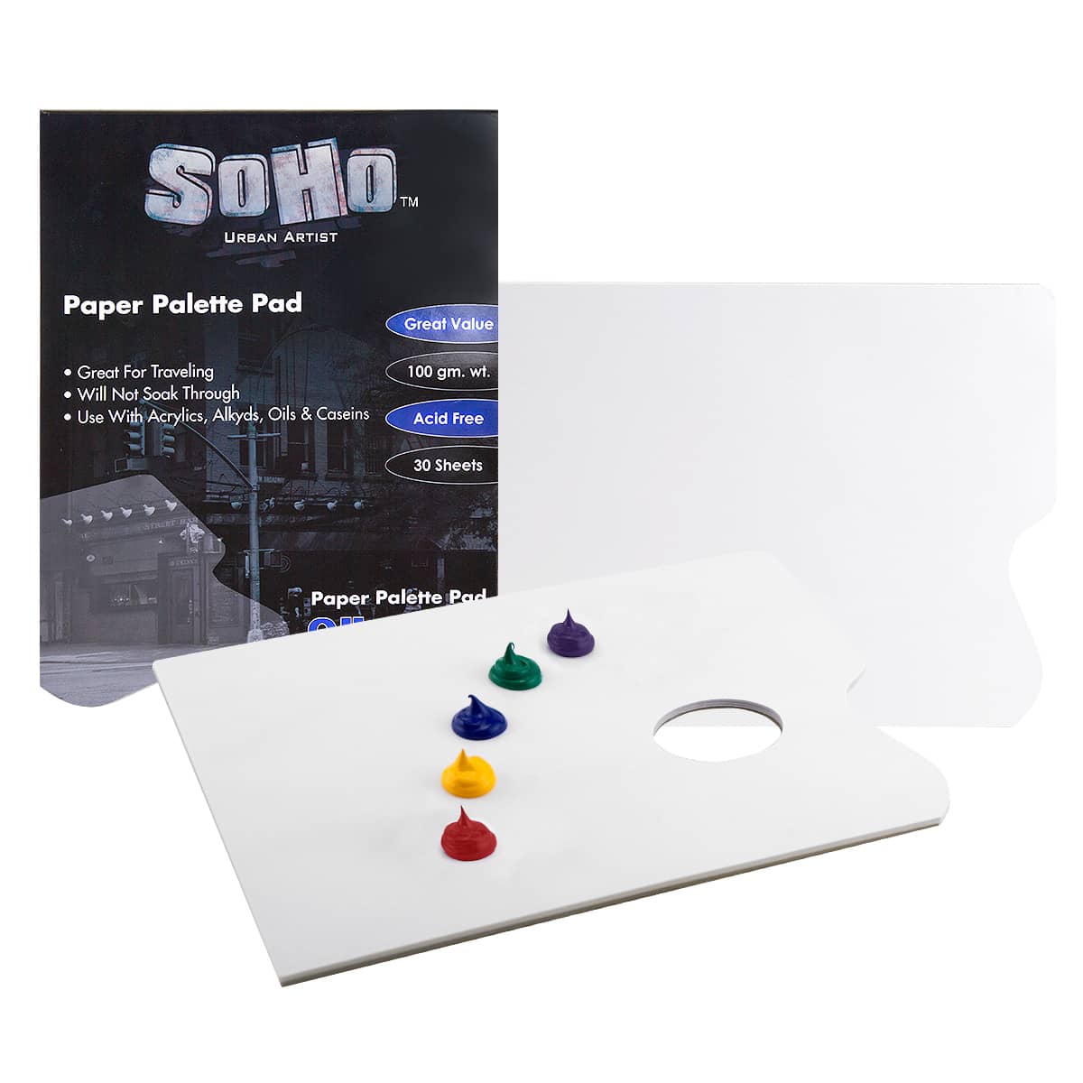 SoHo Urban Artist Disposable White Paper Palette Pads
