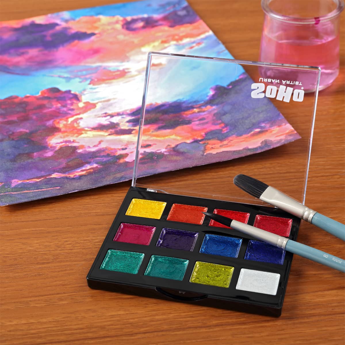 SoHo Urban Artist Glitter Bomb Watercolor Pan Set of 12