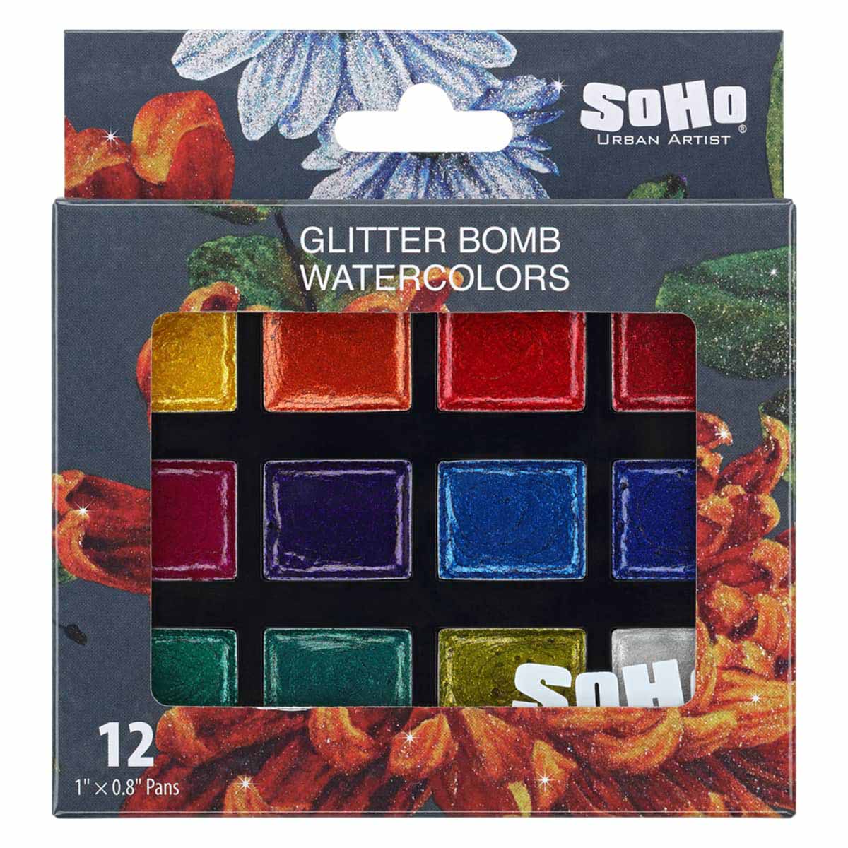 SoHo Urban Artist Glitter Bomb Watercolor Pan Set of 12