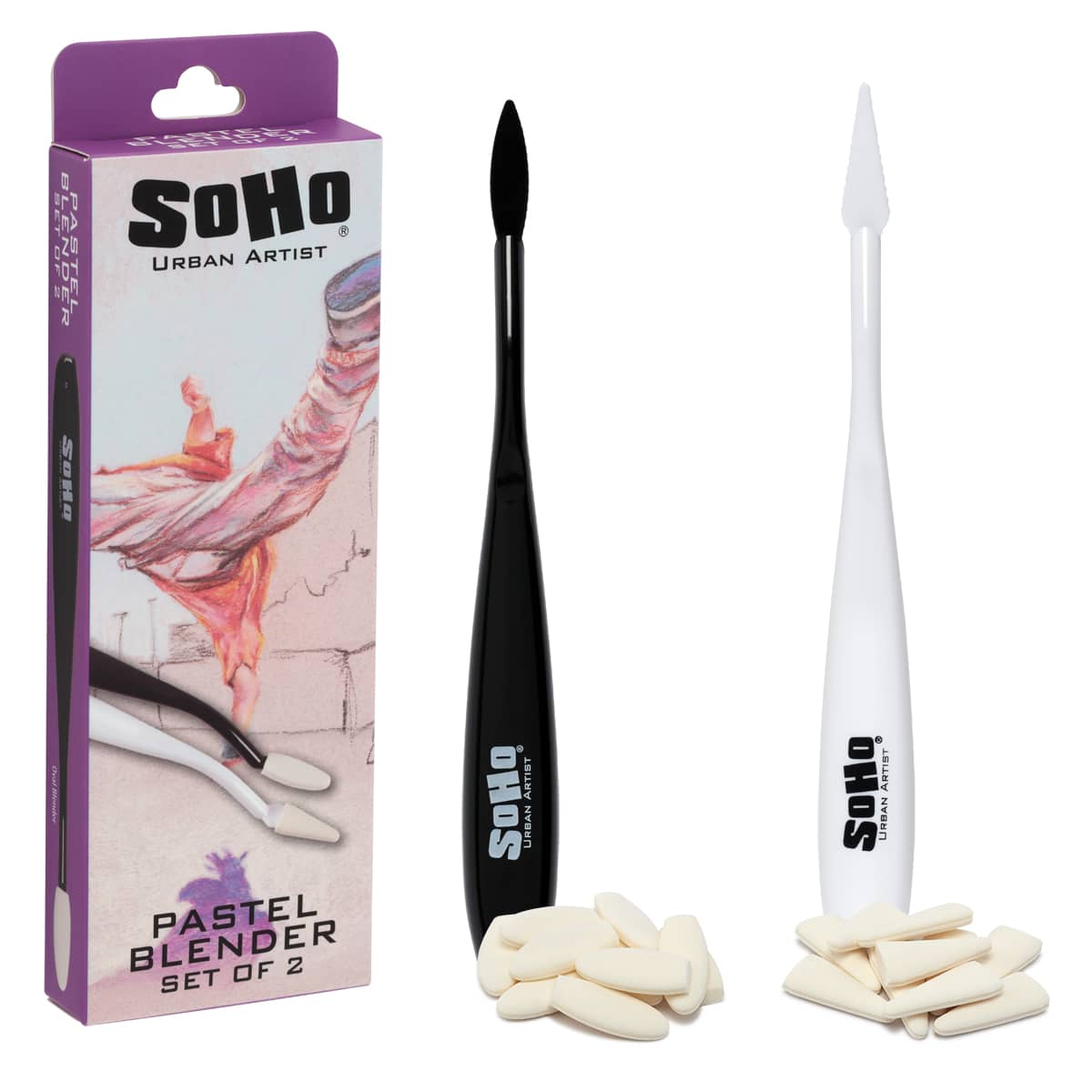 SoHo Pastel Blender Knife with Mixed Covers Set of 2