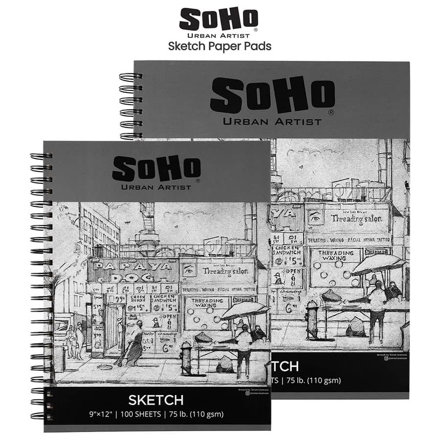 Sketch Books - Hard Back Sketch, 110gsm/50lb, Bound, 11x14, 80