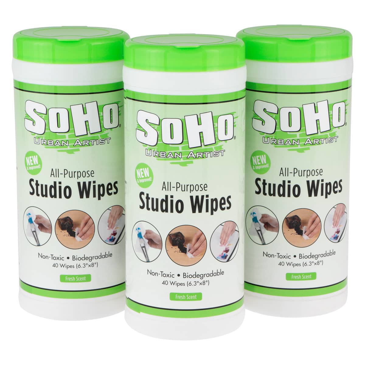SoHo Artist Disposable Studio Wipes - Pack of 3