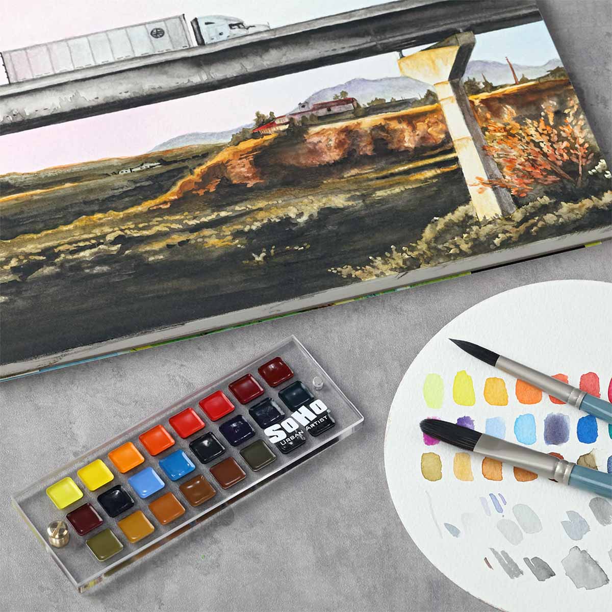 SoHo Urban Artist Pocket Slide Watercolor Pan Set of 24