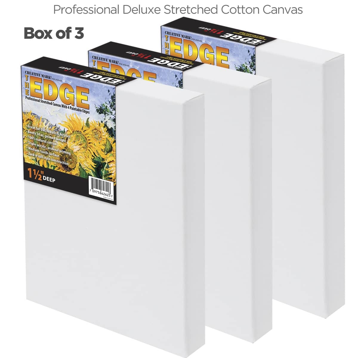 The Edge All Media Cotton Deluxe Stretched Canvas 1-1/2" Deep Boxes