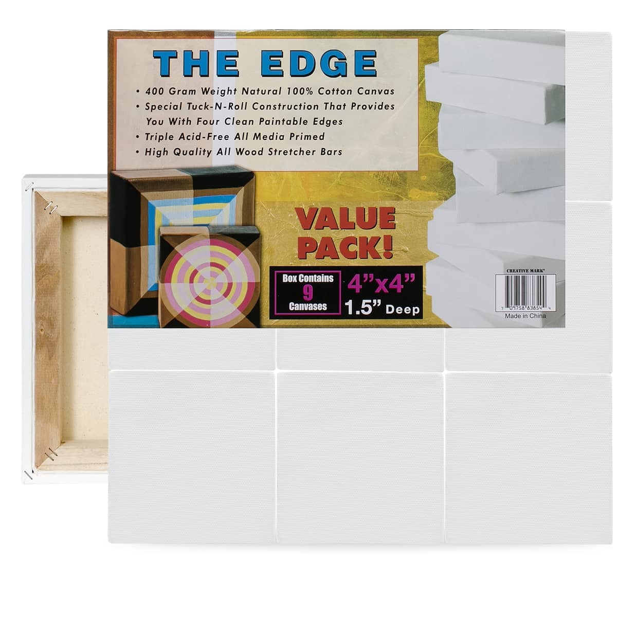 The Edge All Media Small Square Cotton Deluxe Stretched Canvas 1-1/2" Deep