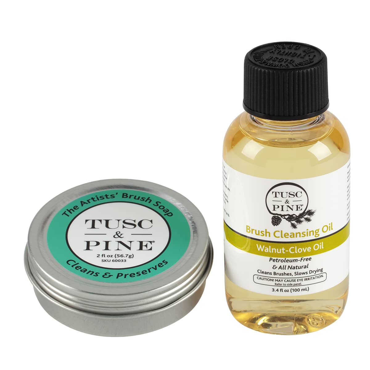 Brush Soap, 2 oz Tin + Cleansing Oil, 3.4 oz
