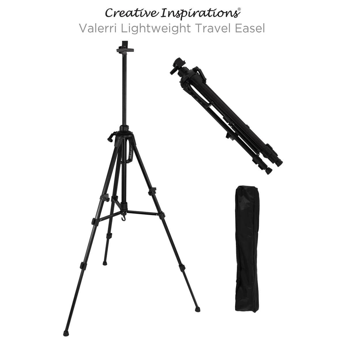 Creative Inspiration Valerri Black Lightweight Travel Easel W/ Carrying Bag