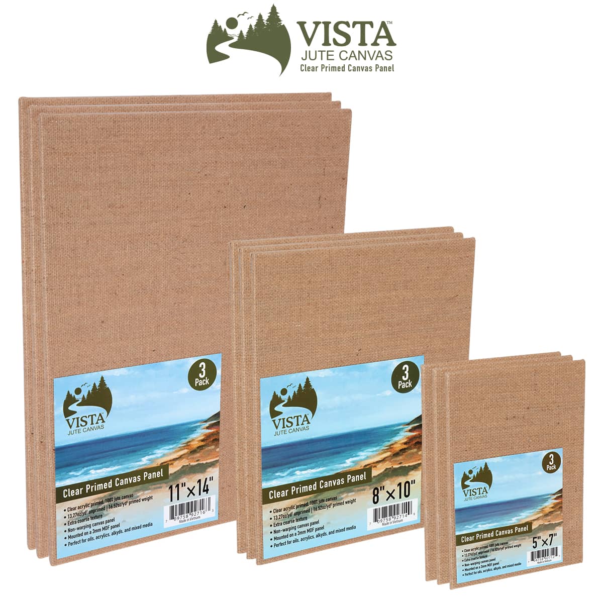 Vista Jute Clear-Primed Canvas Panels