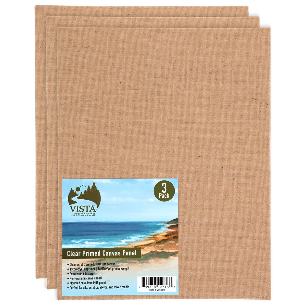 Vista Jute Clear-Primed Canvas Panels