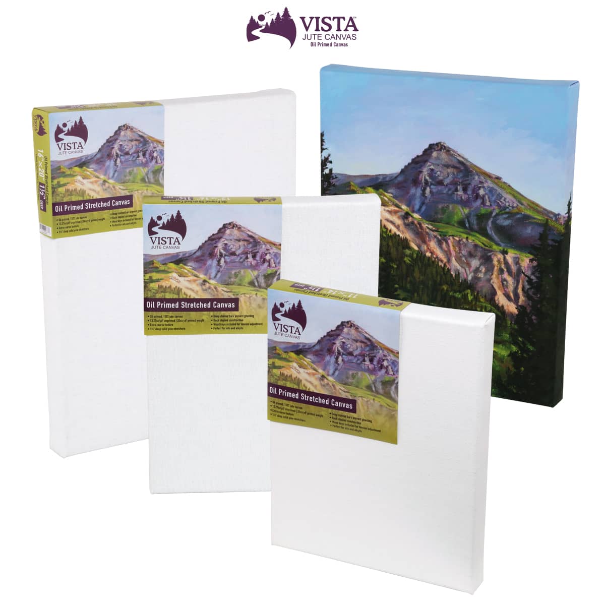 Vista Jute Oil-Primed Stretched Canvas  1-1/2in Deep Boxes of 3