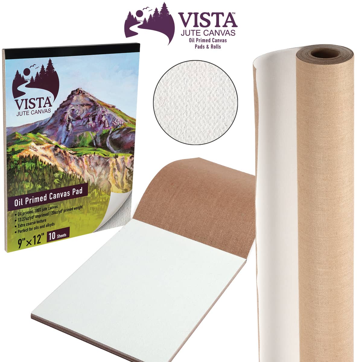 Vista Jute Oil-Primed Canvas Pads and Rolls