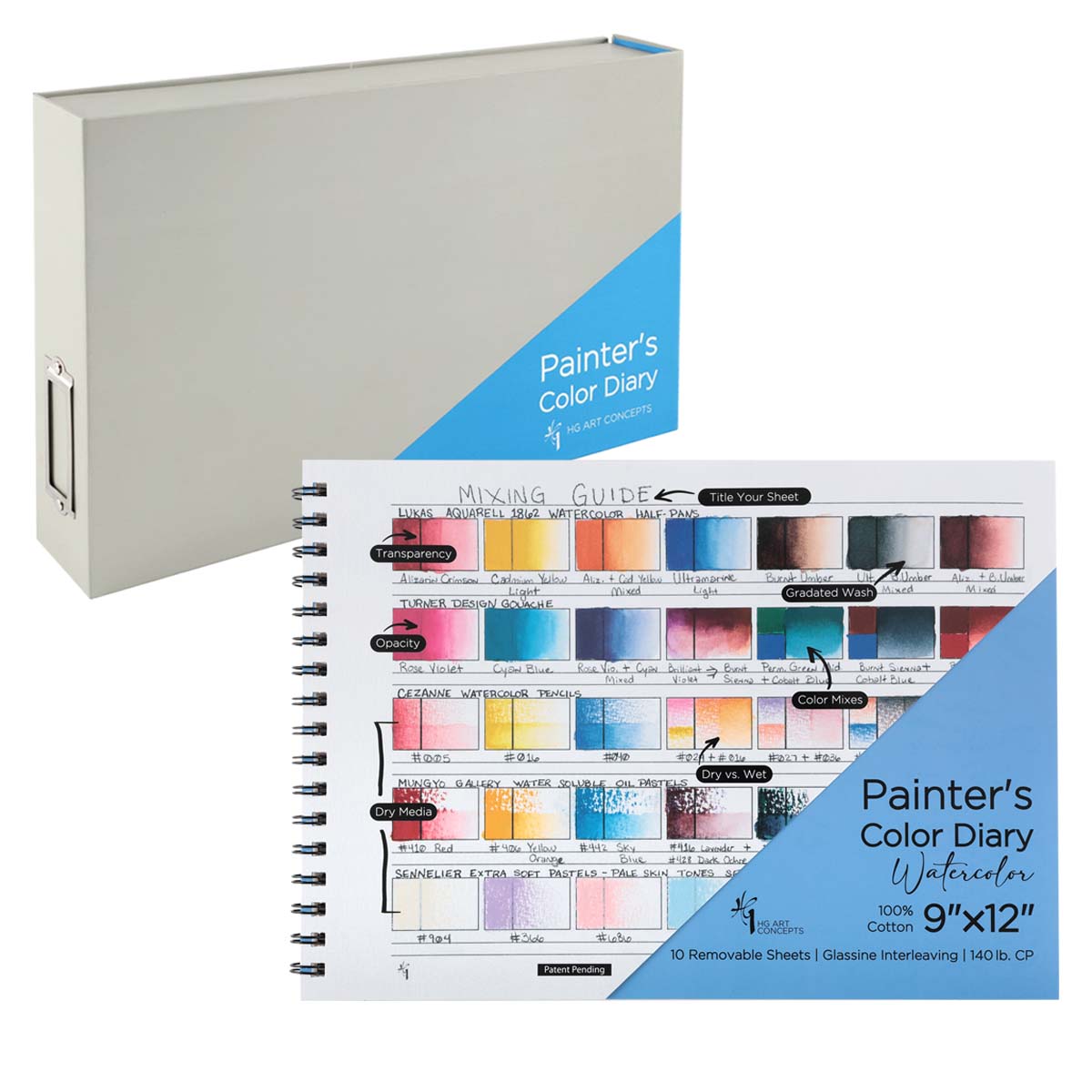 Painter's Diary Watercolor 9x12in with Binder Box Bundle by HG Art Concepts