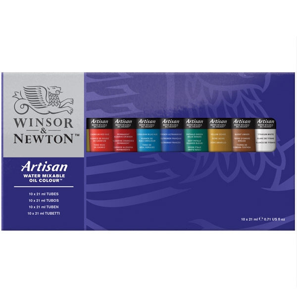 Winsor & Newton Artisan Water Mixable Oil Color Set of 10, 21ml Tubes