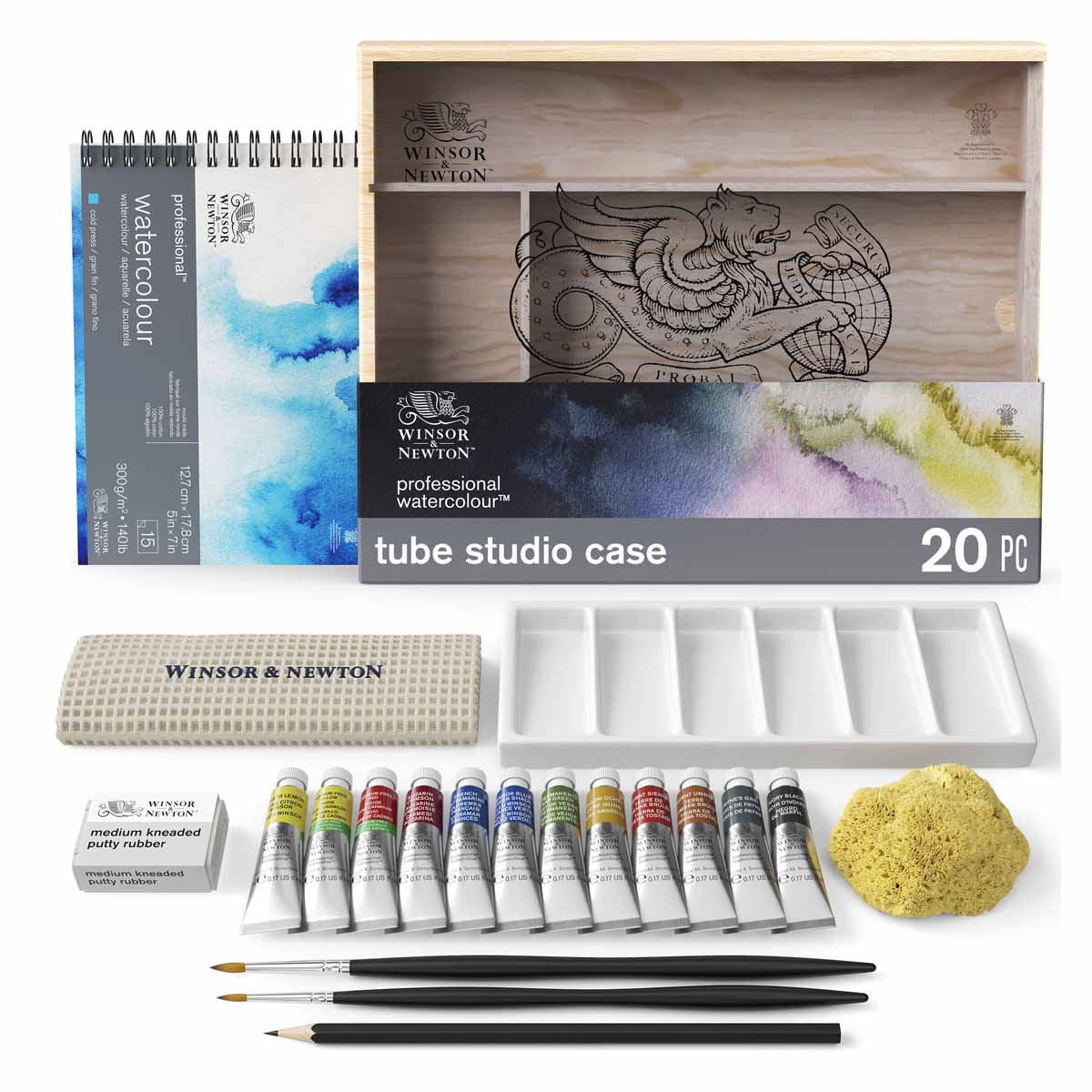 Winsor & Newton Professional Watercolor Travel Studio Case 20-Piece Set