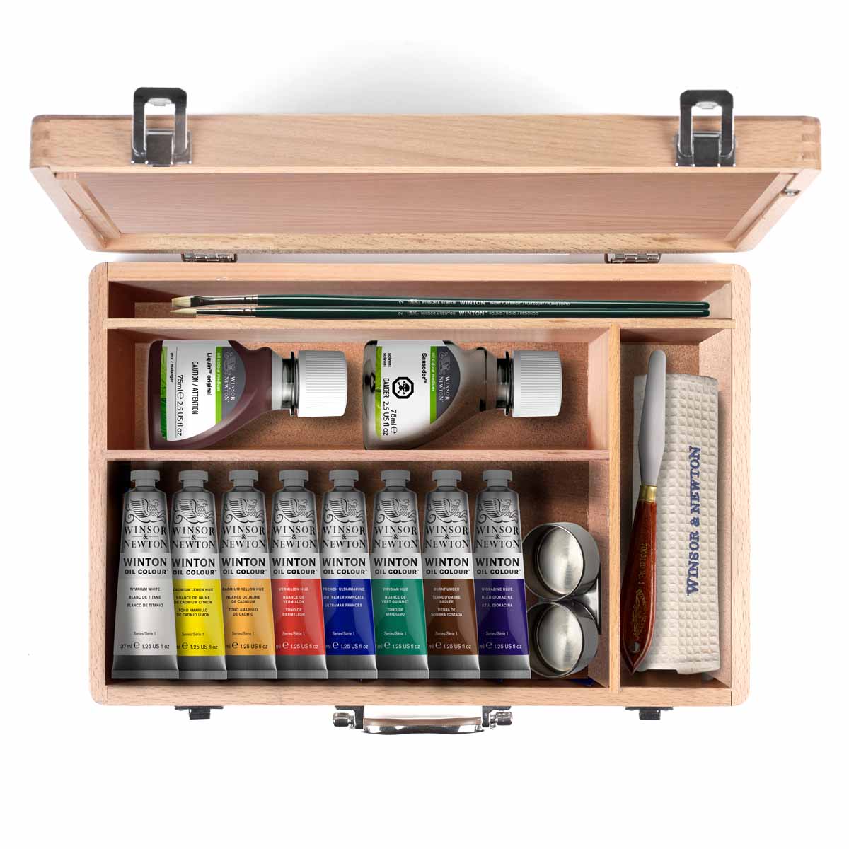 Winsor & Newton Winton Oil 15-Piece Wood Box Set of 8 Colors